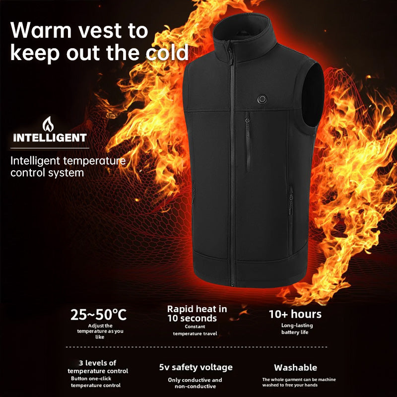 Men and Women 9 Areas Heated Vest USB Charging Heated Jacket Washed Keep Warm Hiking Vest Winter Fishing Skiing Vest Heated Coats