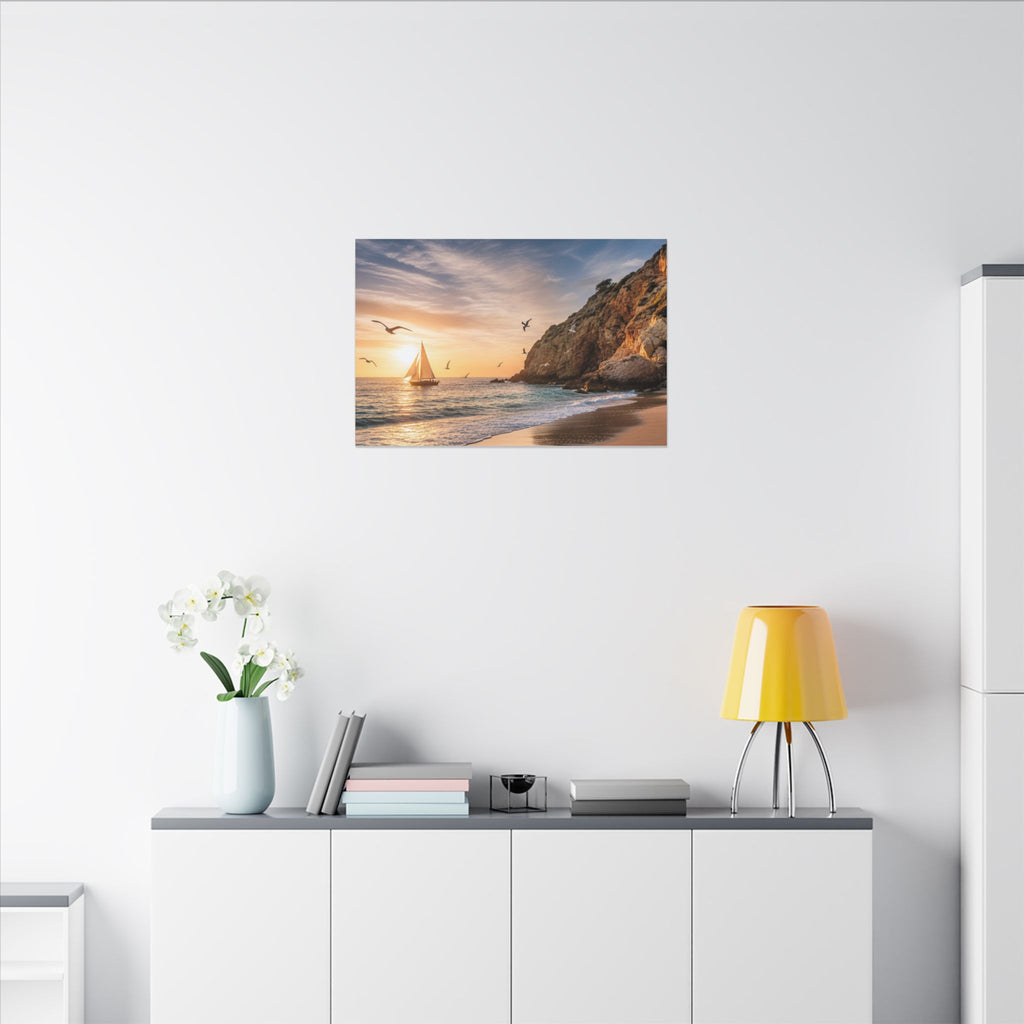 Seaside Sunset Sail Canvas
