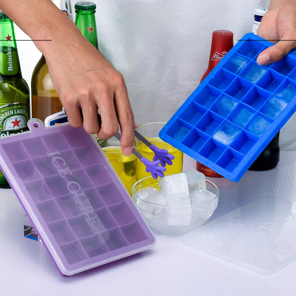 Silicone Ice Cube Tray with Lid, 24-Grid