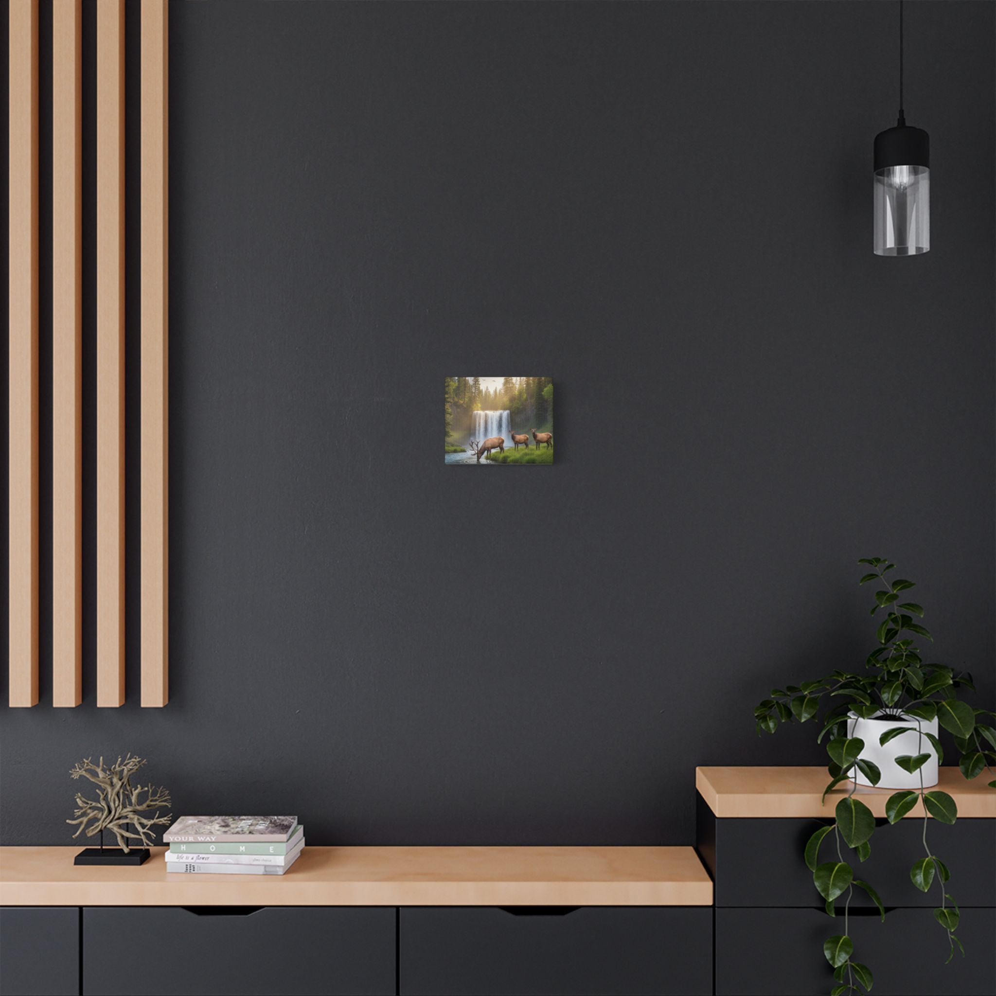 Waterfall Elk Canvas