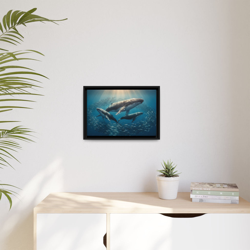 Whale Family Canvas Wall Art - Framed - Stunning