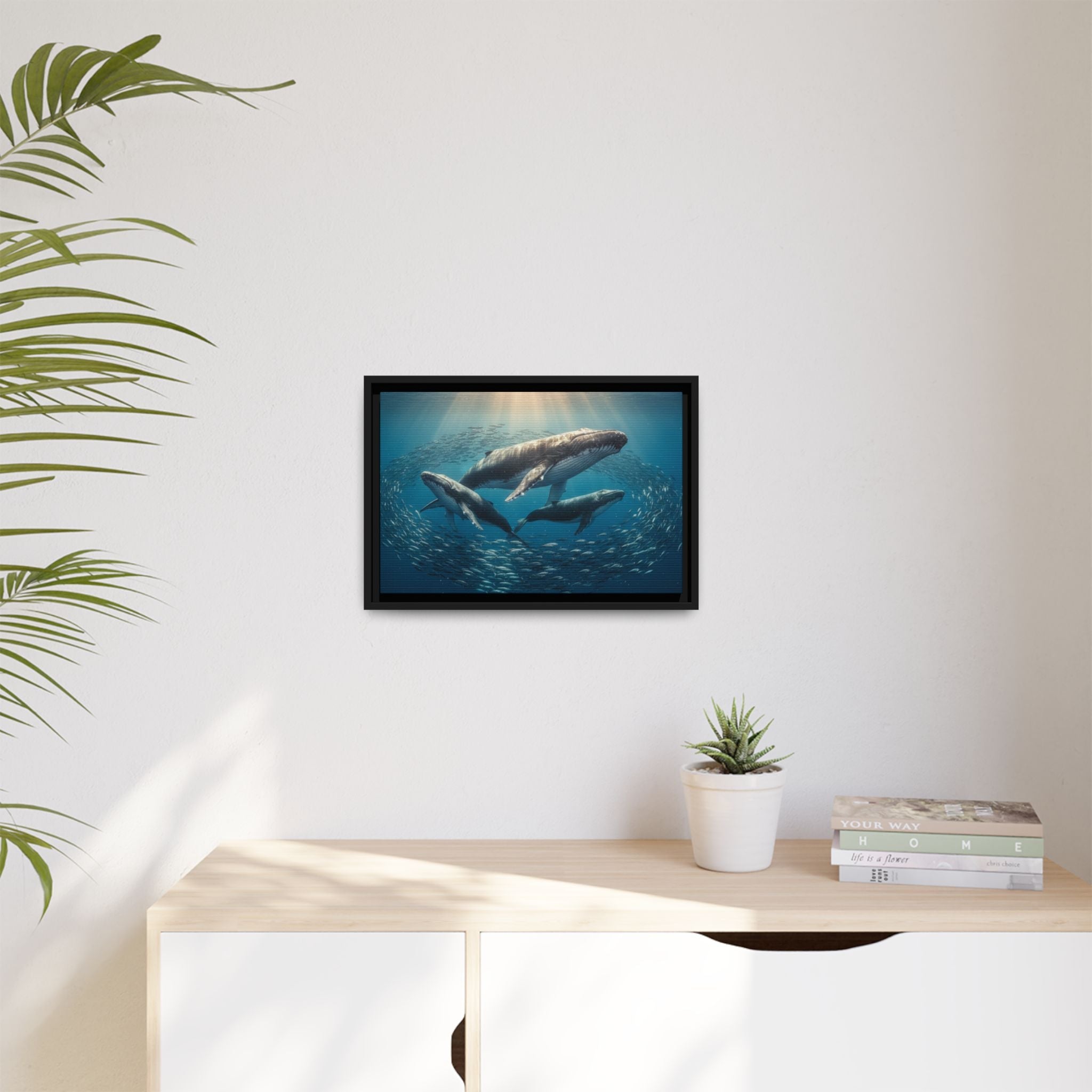 Whale Family Canvas Wall Art - Framed - Stunning