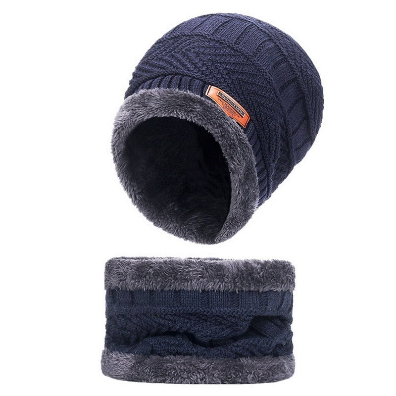 Winter Warmth And Thickening Hat Scarf Scarf Solid Color Touch Screen Gloves Three Sets Of Adults