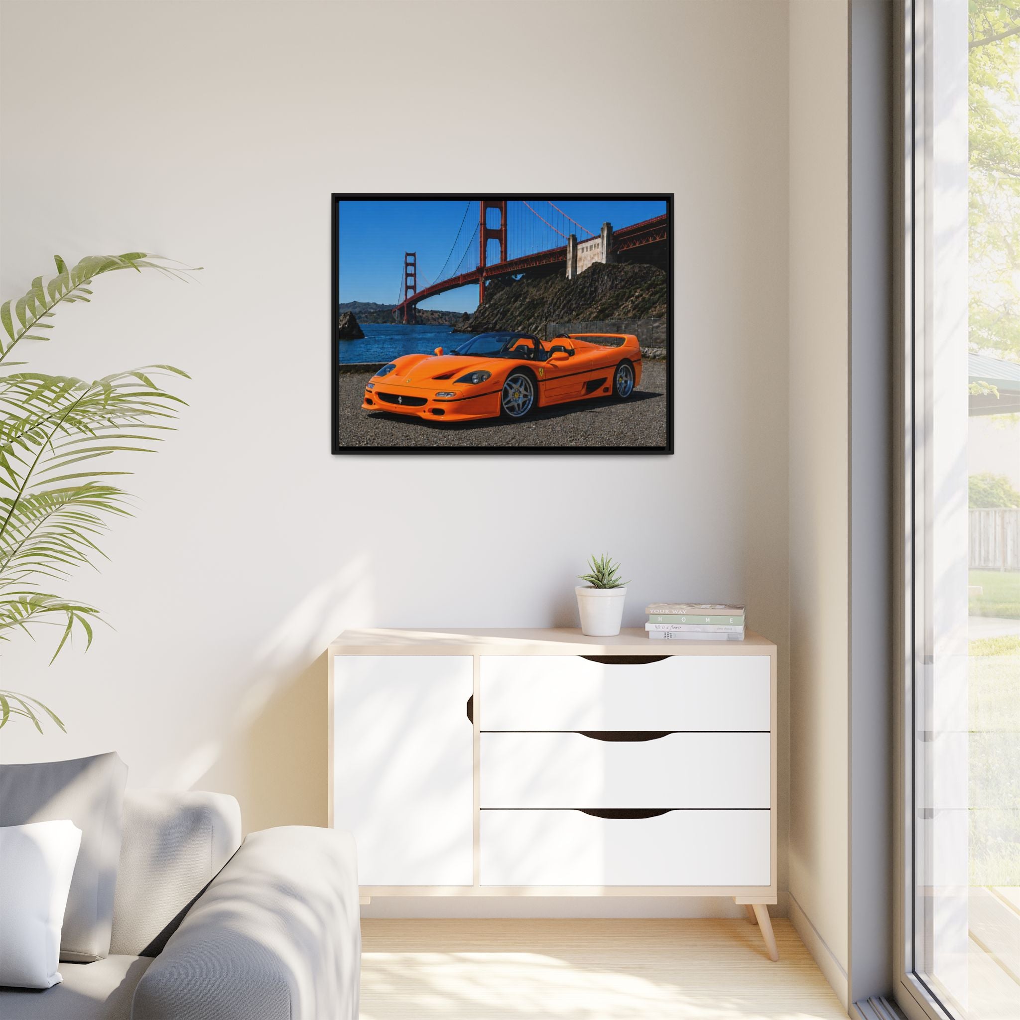 Ferrari F50 1995 - Golden Gate Bridge - Framed Canvas Print - Stunning