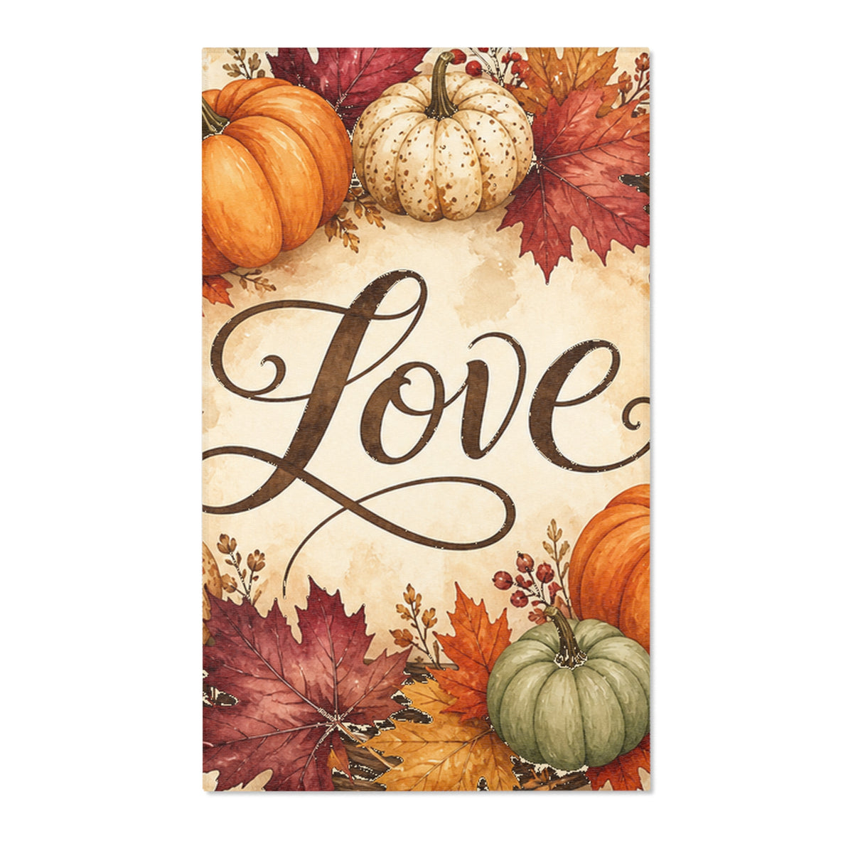Autumn Pumpkin Love Kitchen Mat Non Slip Fall Floor Runner Halloween Thanksgiving Gift