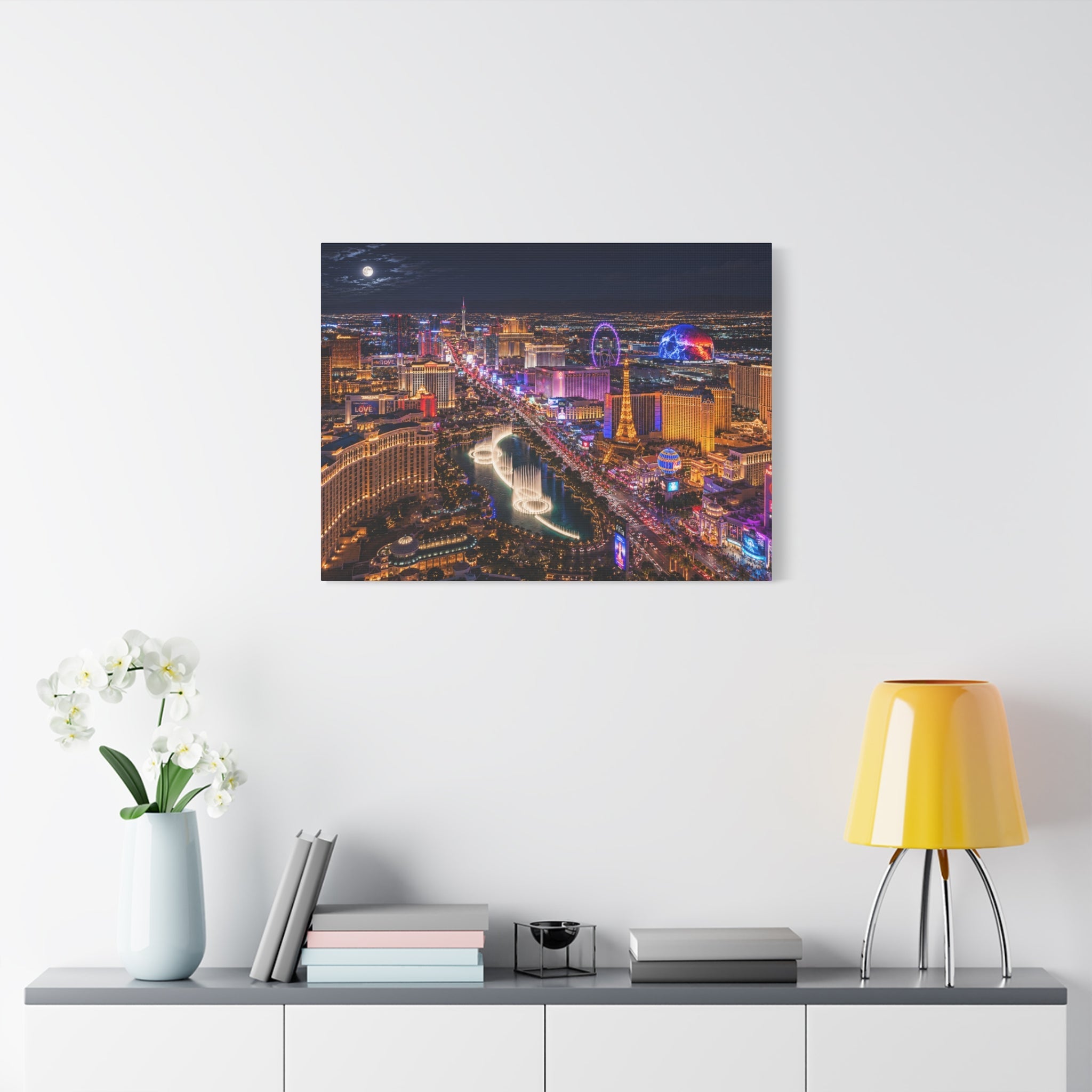 Las Vegas Strip Nightscape Matte Canvas Print — Stunning Vibrant Art