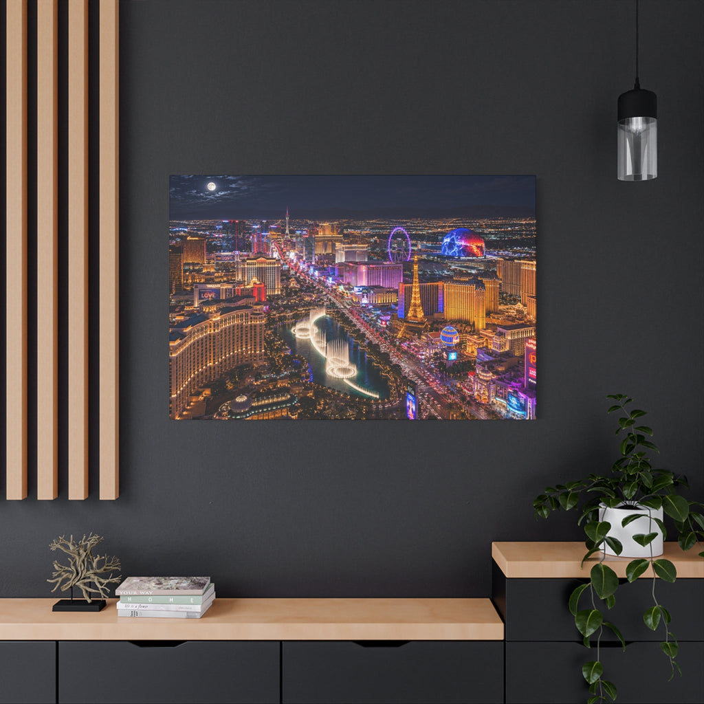 Las Vegas Strip Nightscape Matte Canvas Print — Stunning Vibrant Art