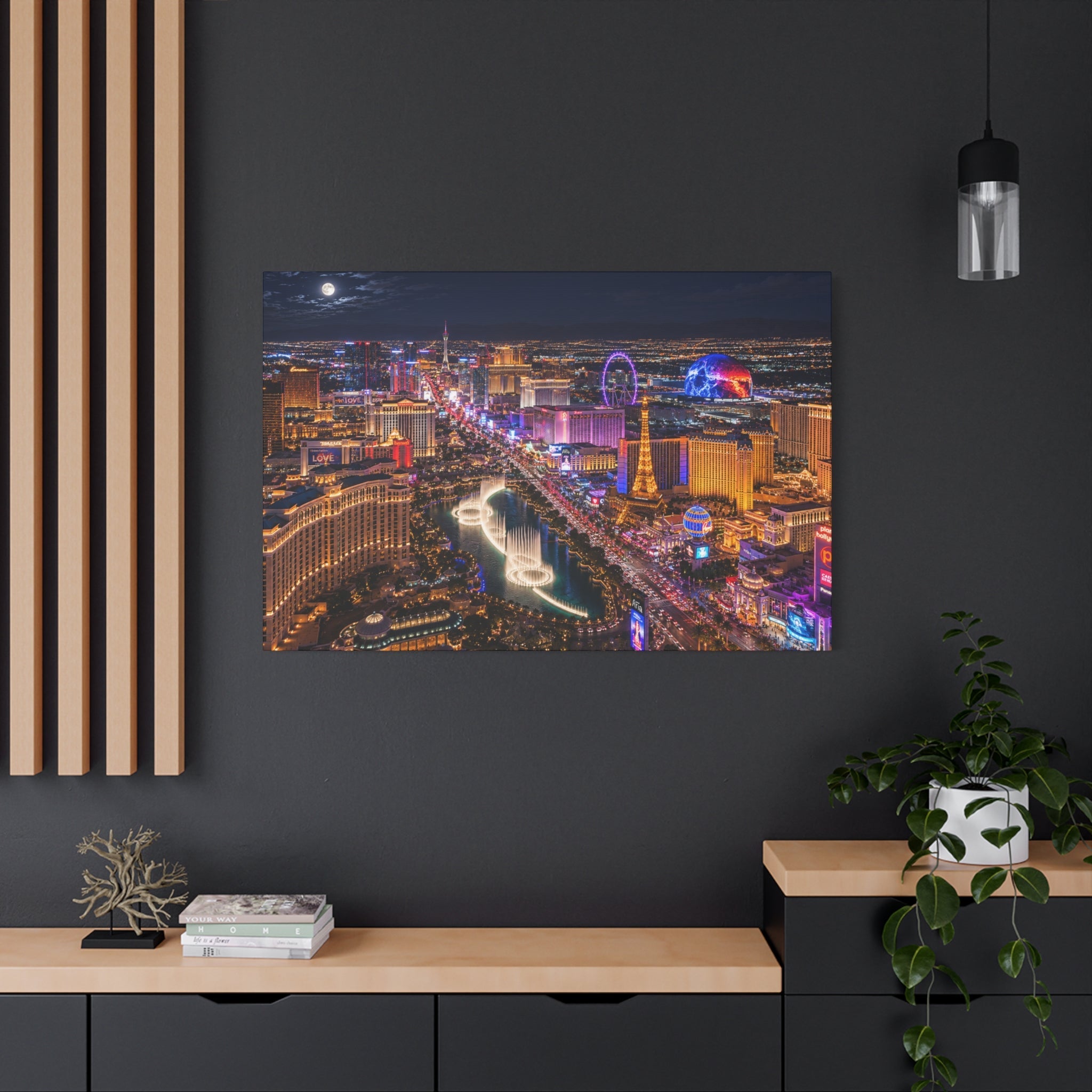 Las Vegas Strip Nightscape Matte Canvas Print — Stunning Vibrant Art