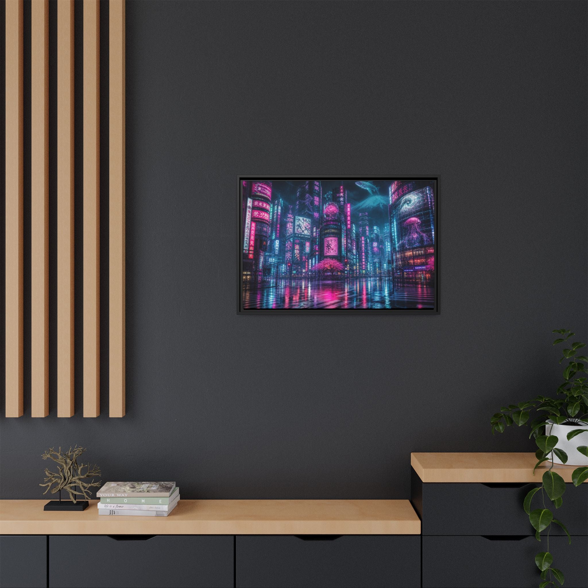 Tokyo Neon Night Canvas Wall Art Print Ready to Hang