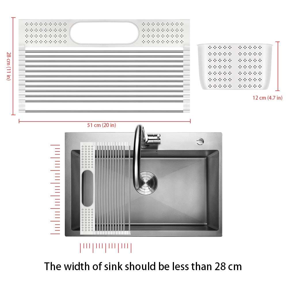 Dish Drainer Over Sink For Kitchen Organizer Multi-Use Roll-up Drying Foldable Rack Fruit Vegetable Meat Mat