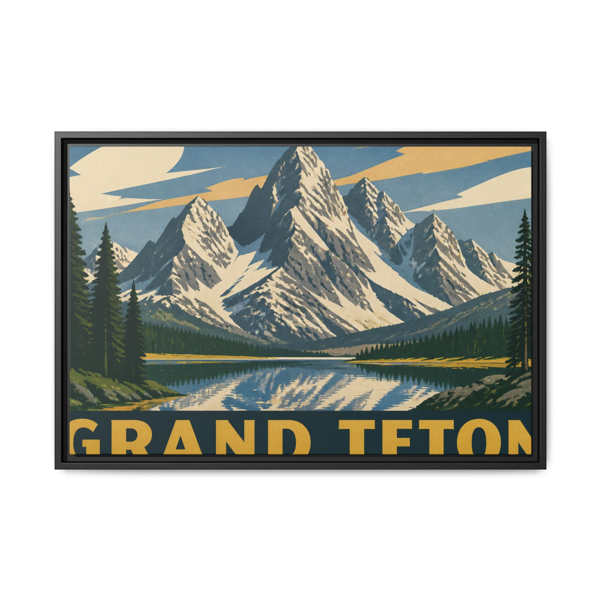 Grand Teton Vintage Travel Poster Canvas Wall Art Print Ready to Hang