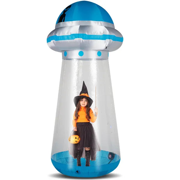 8.8 FT Halloween Inflatable UFO Yard Decoration, Fun Tall Blow Up Yard Decor