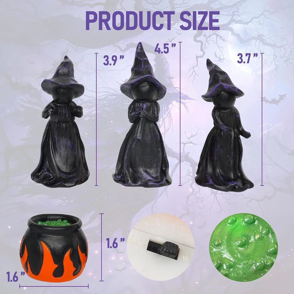 4 PCS Halloween Miniature Witches Cauldron Figurine Table Decoration, Resin