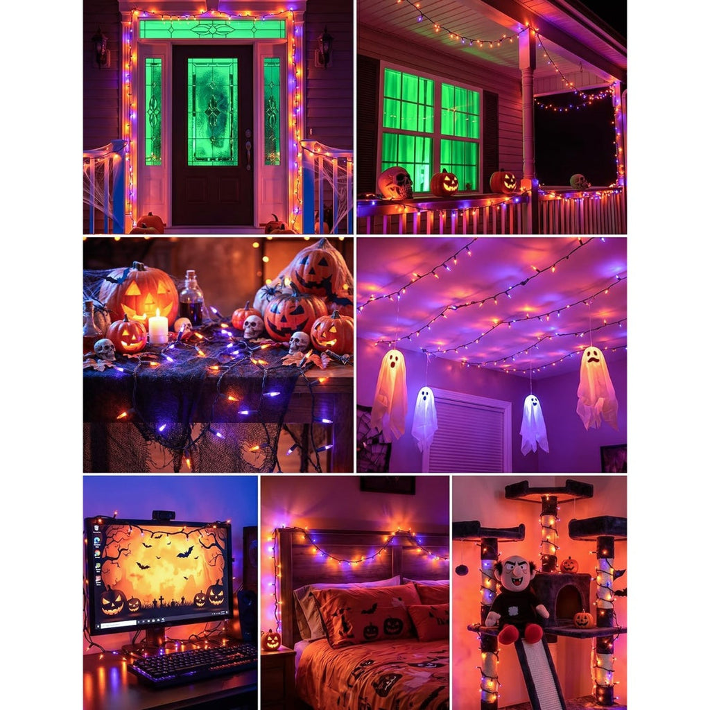 20FT Purple Orange Halloween Lights For Outdoor Indoor Decorations Incandescent