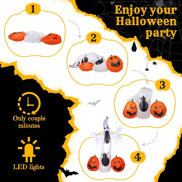 11.8 FT Halloween Inflatables Ghost Spider Pumpkin Outdoor Decorations, Scary