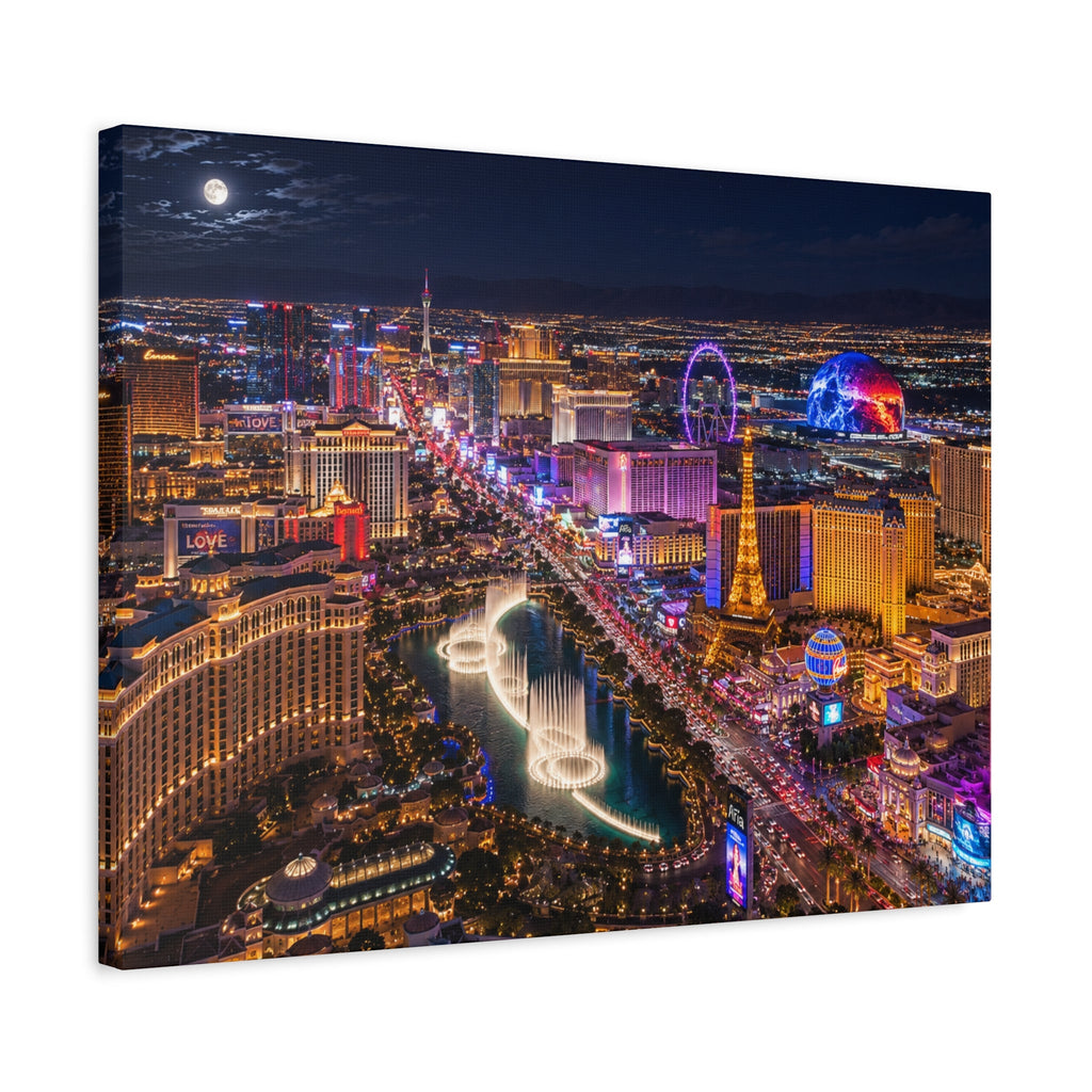 Las Vegas Strip Nightscape Matte Canvas Print — Stunning Vibrant Art
