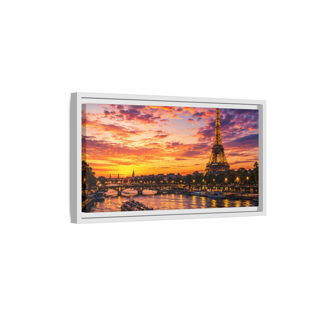 Paris Sunset Matte Canvas Wall Art - Framed - Stunning Picture