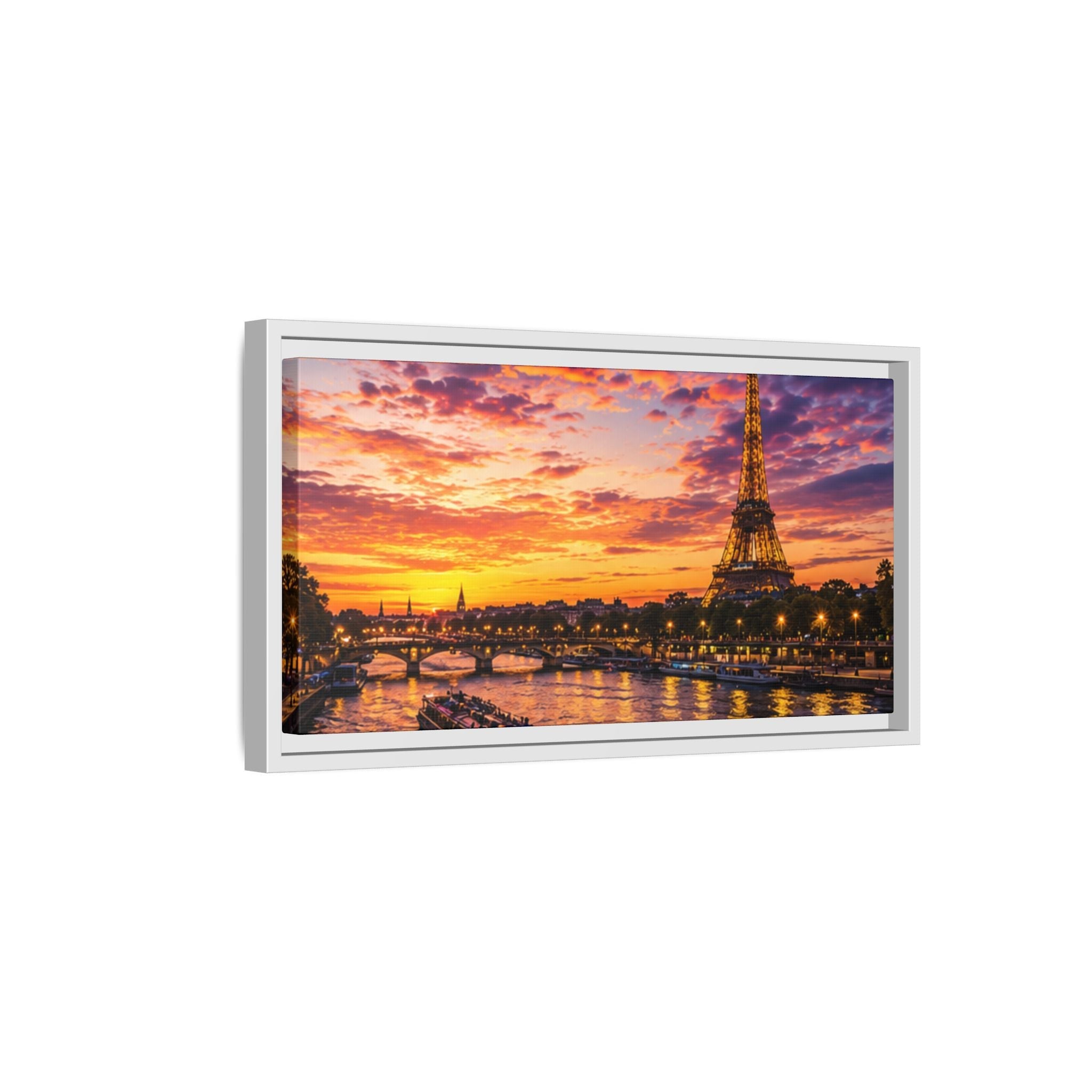 Paris Sunset Matte Canvas Wall Art - Framed - Stunning Picture