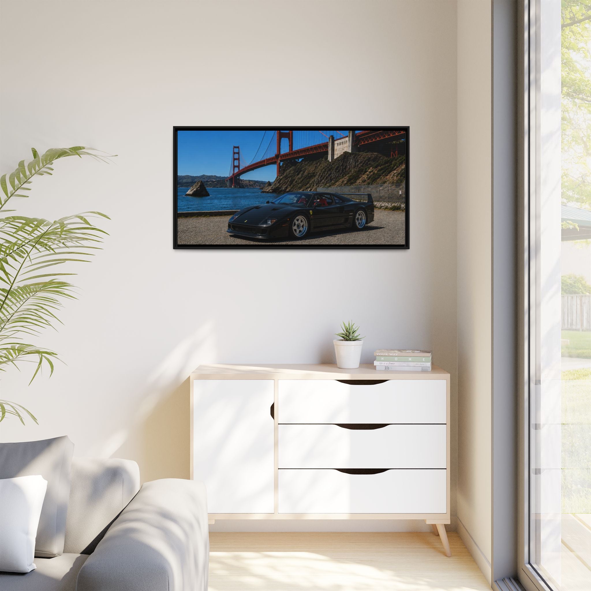 Ferrari F40 1987 At Golden Gate — Stunning Framed Matte Canvas Wall Art