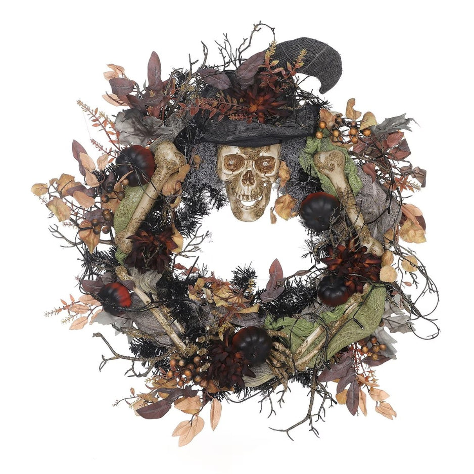 Skeleton Wreath Halloween Decorations Hauntingly Beautiful Halloween Decor