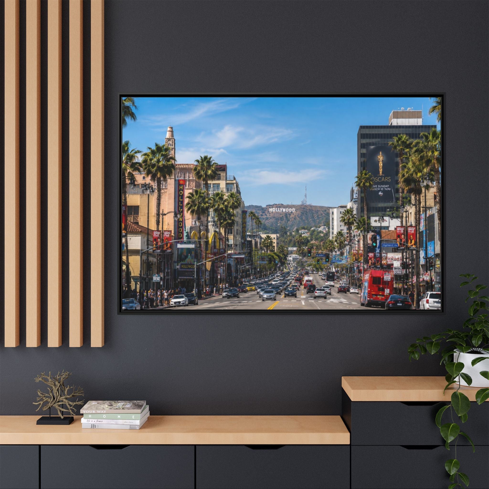 Hollywood Boulevard Matte Canvas Print — Framed Wall Art