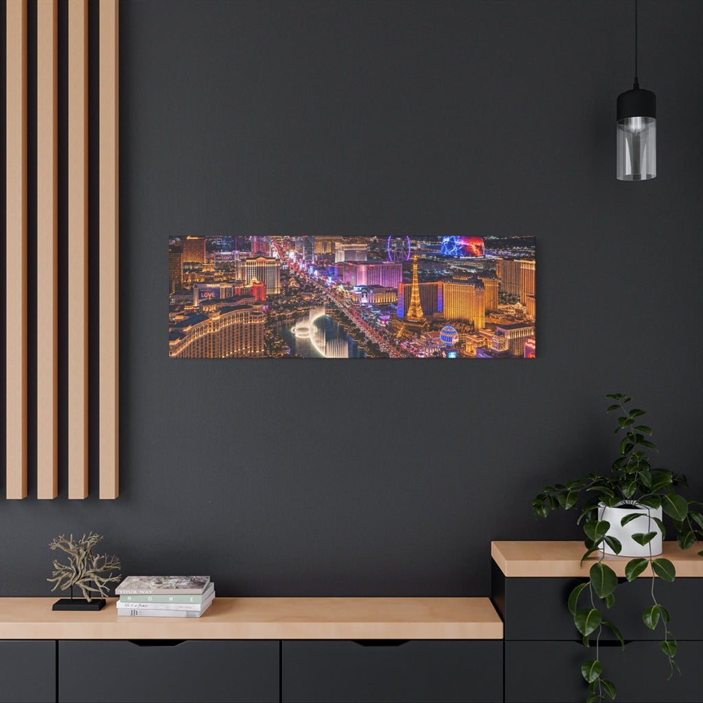 Las Vegas Strip Nightscape Matte Canvas Print — Stunning Vibrant Art
