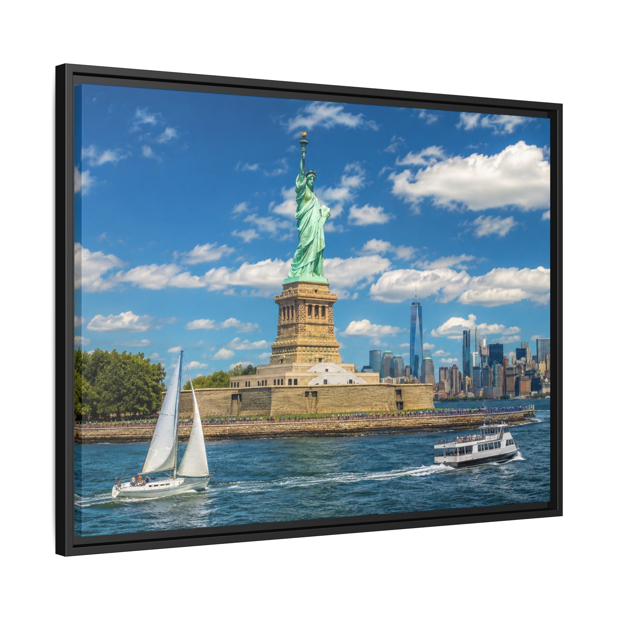 Statue of Liberty Matte Framed Canvas Print — New York City Landmark Wall Art