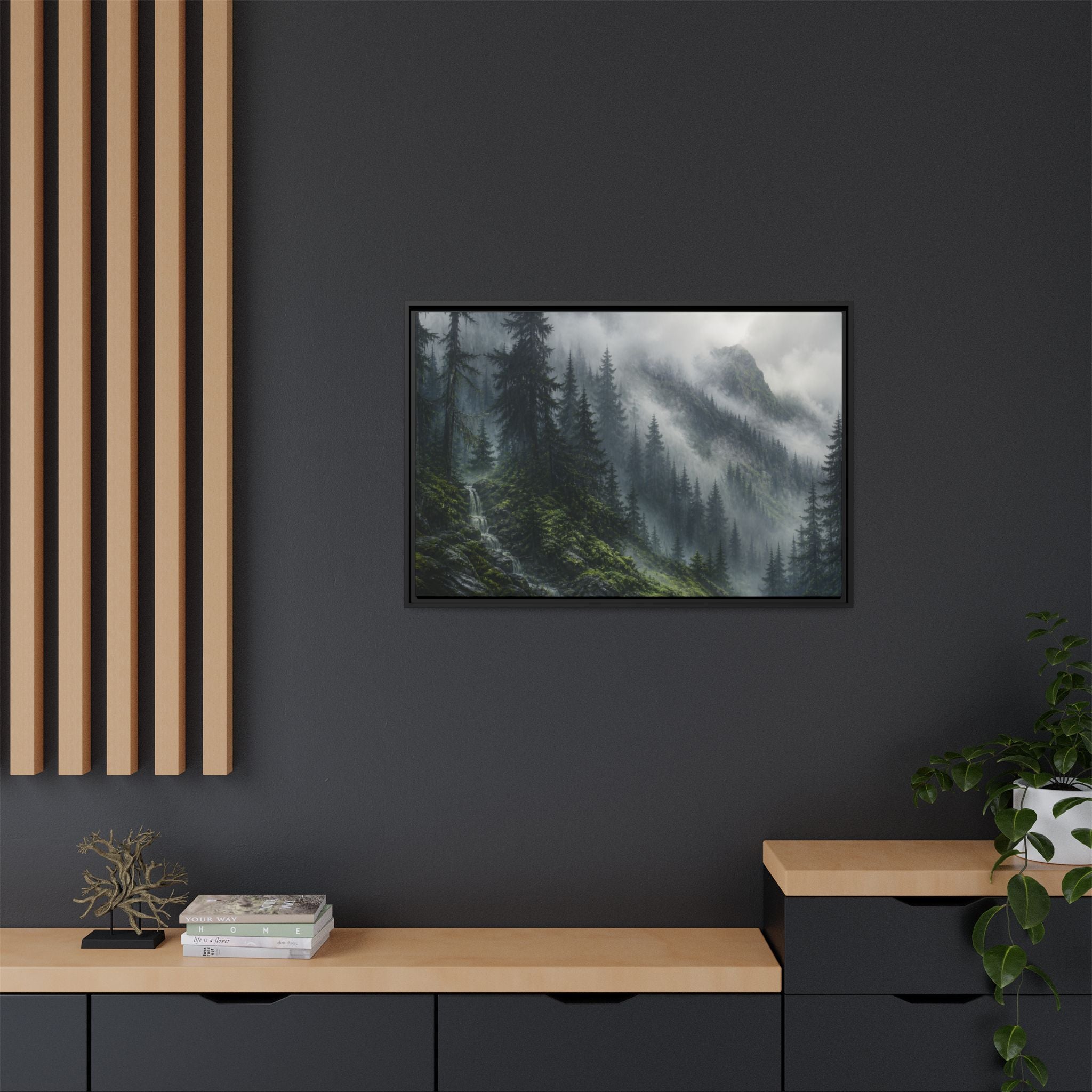 Cascades Fog Forest Canvas Wall Art Print Ready to Hang