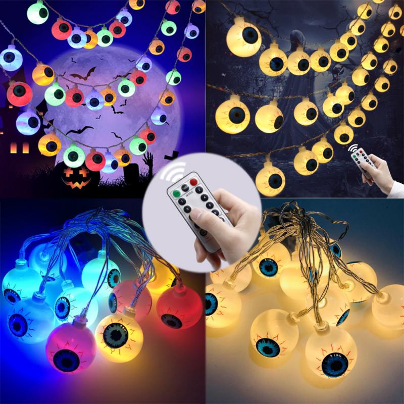 Halloween LED Eyeball Light String 10 Pcs LED Ghost Eye Light Warm Cold