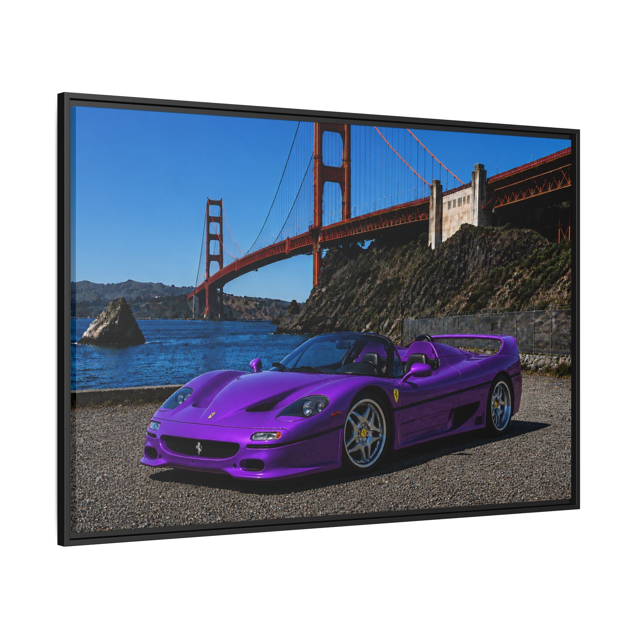 Ferrari F50 1995 — Stunning Canvas Print - At Golden Gate Bridge