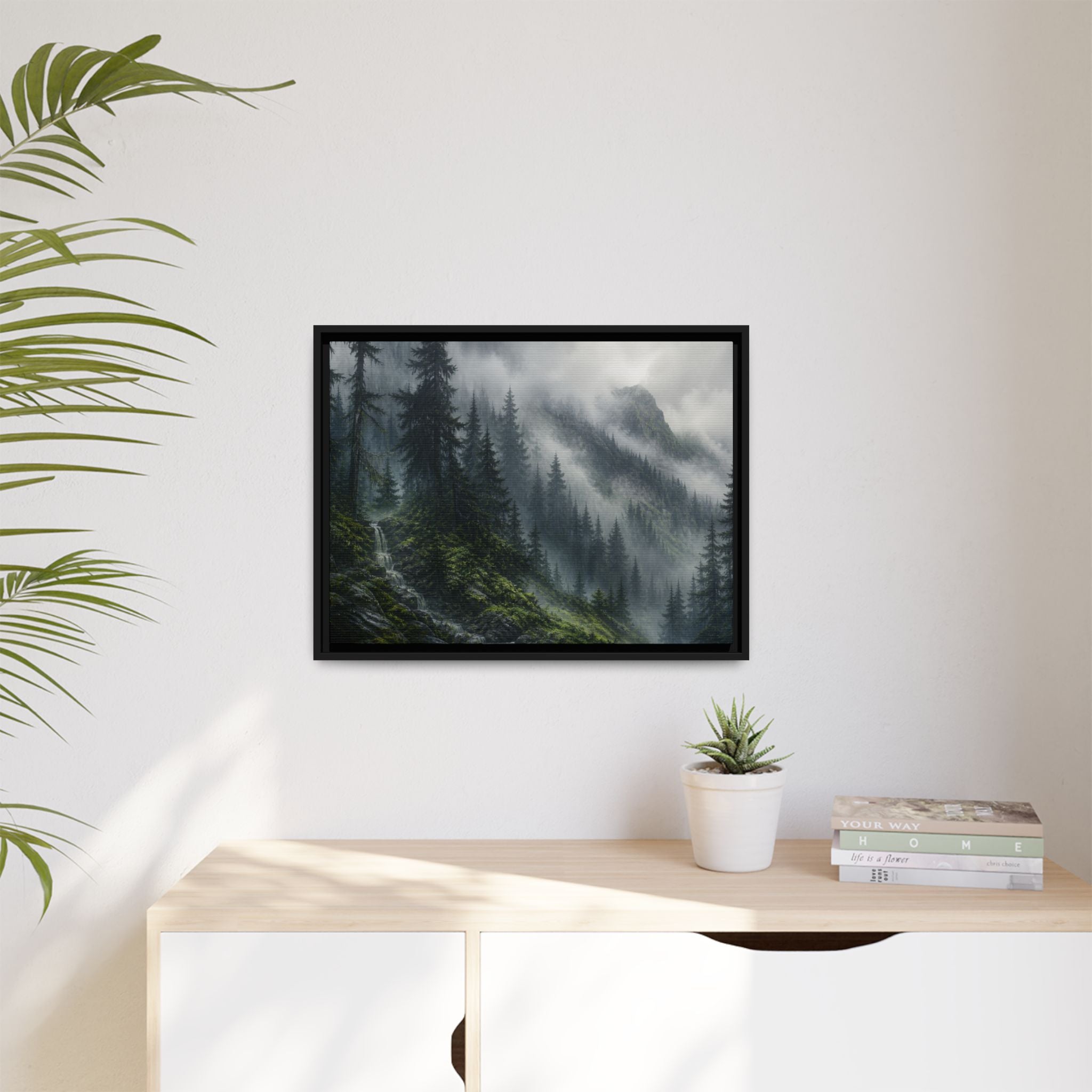 Cascades Fog Forest Canvas Wall Art Print Ready to Hang