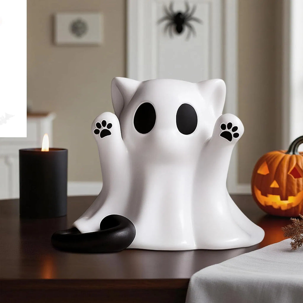 Halloween Ghost Figurine, Spooky Resin Ghost Statue, Cute Ghost Halloween