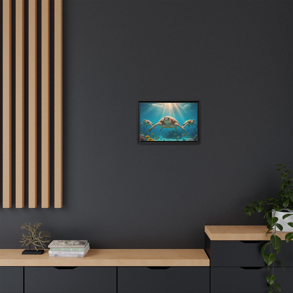 Sea Turtle Ocean Art — Framed Matte Canvas Wall Art