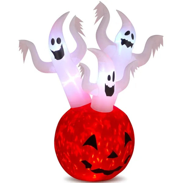 5.9 FT Halloween Inflatable Pumpkin Ghost Outdoor Decorations, Scary Blow Up