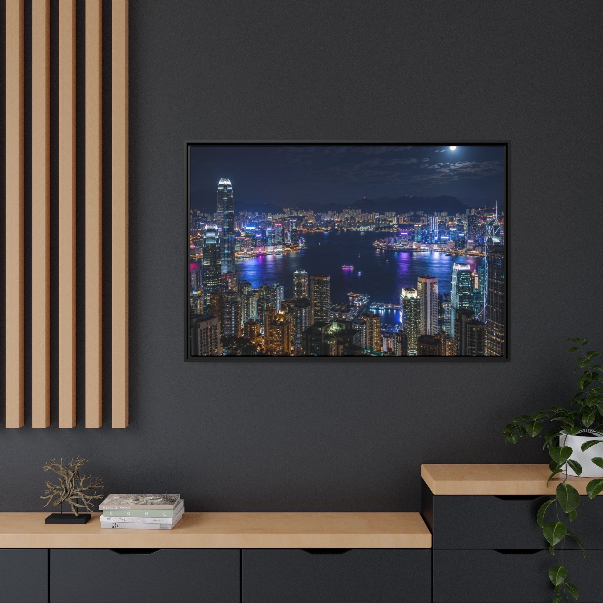Hong Kong Night City Skape — Nighttime Harbor Skyline - stunning image