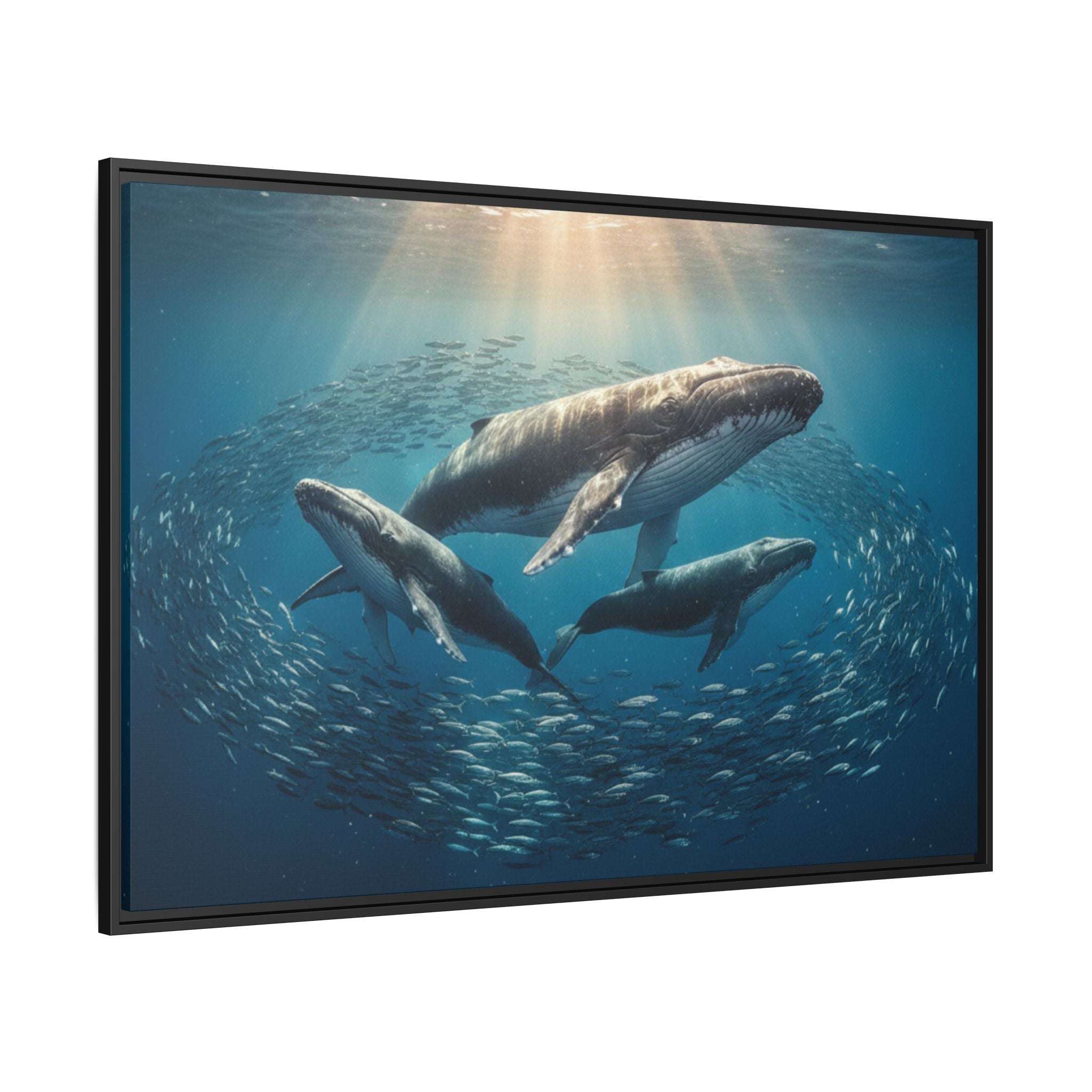 Whale Family Canvas Wall Art - Framed - Stunning