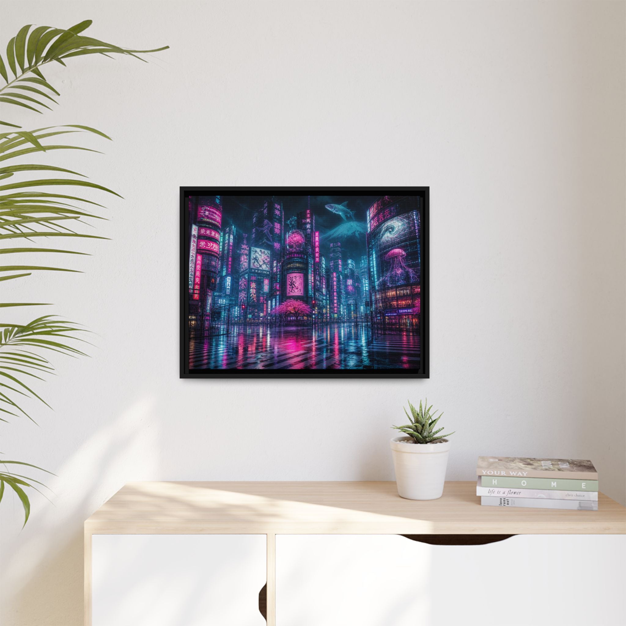 Tokyo Neon Night Canvas Wall Art Print Ready to Hang