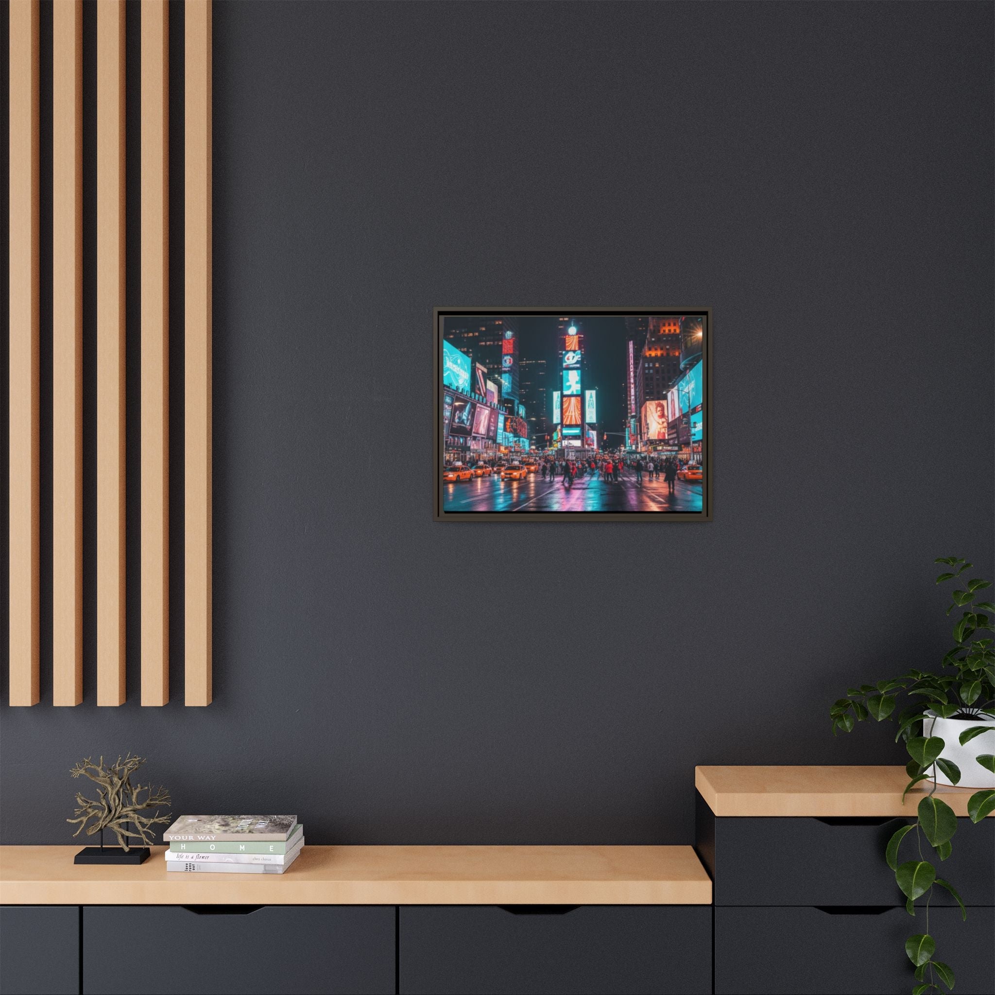 New york / Japan Nightskape Cityskape Framed Canvas Art - Stunning
