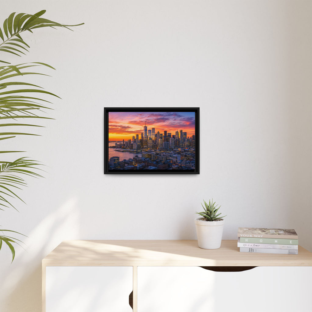 New York City Stunning — Vibrant Skyline Sunset Canvas Wall Art