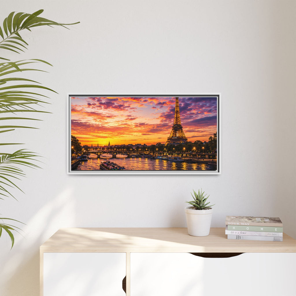 Paris Sunset Matte Canvas Wall Art - Framed - Stunning Picture