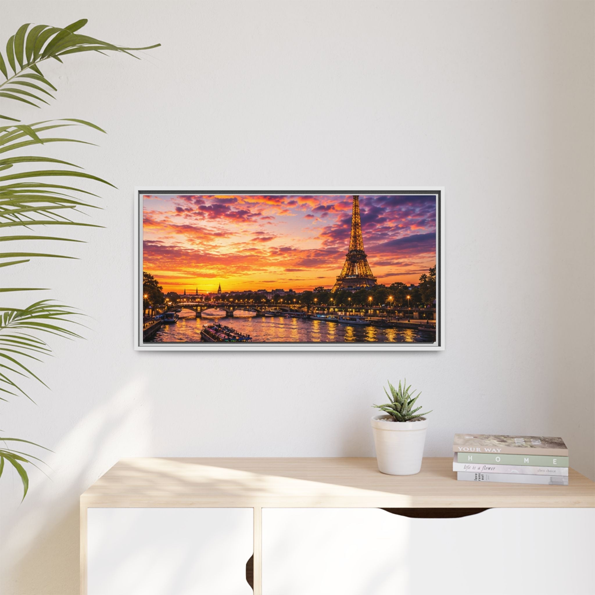 Paris Sunset Matte Canvas Wall Art - Framed - Stunning Picture