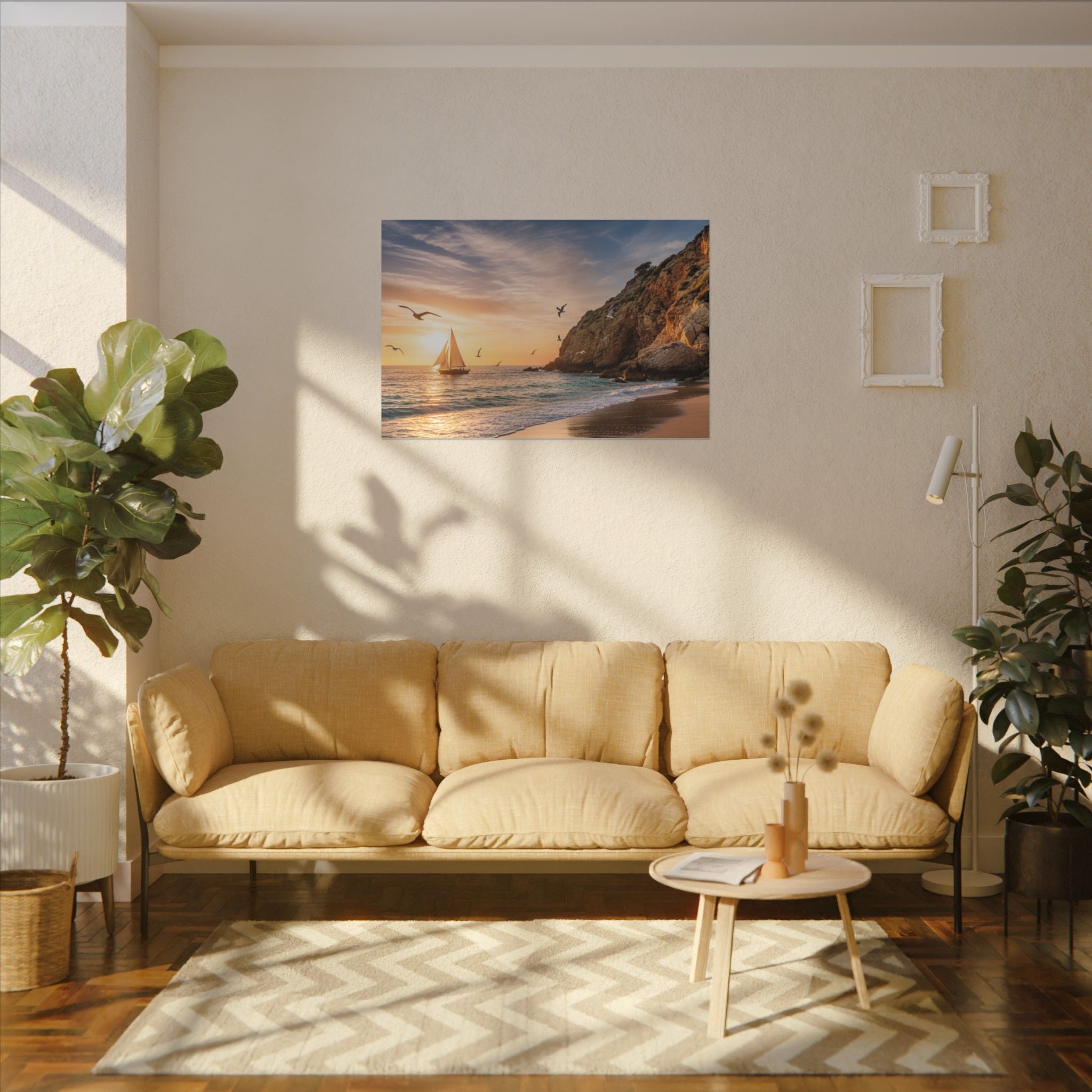Seaside Sunset Sail Canvas