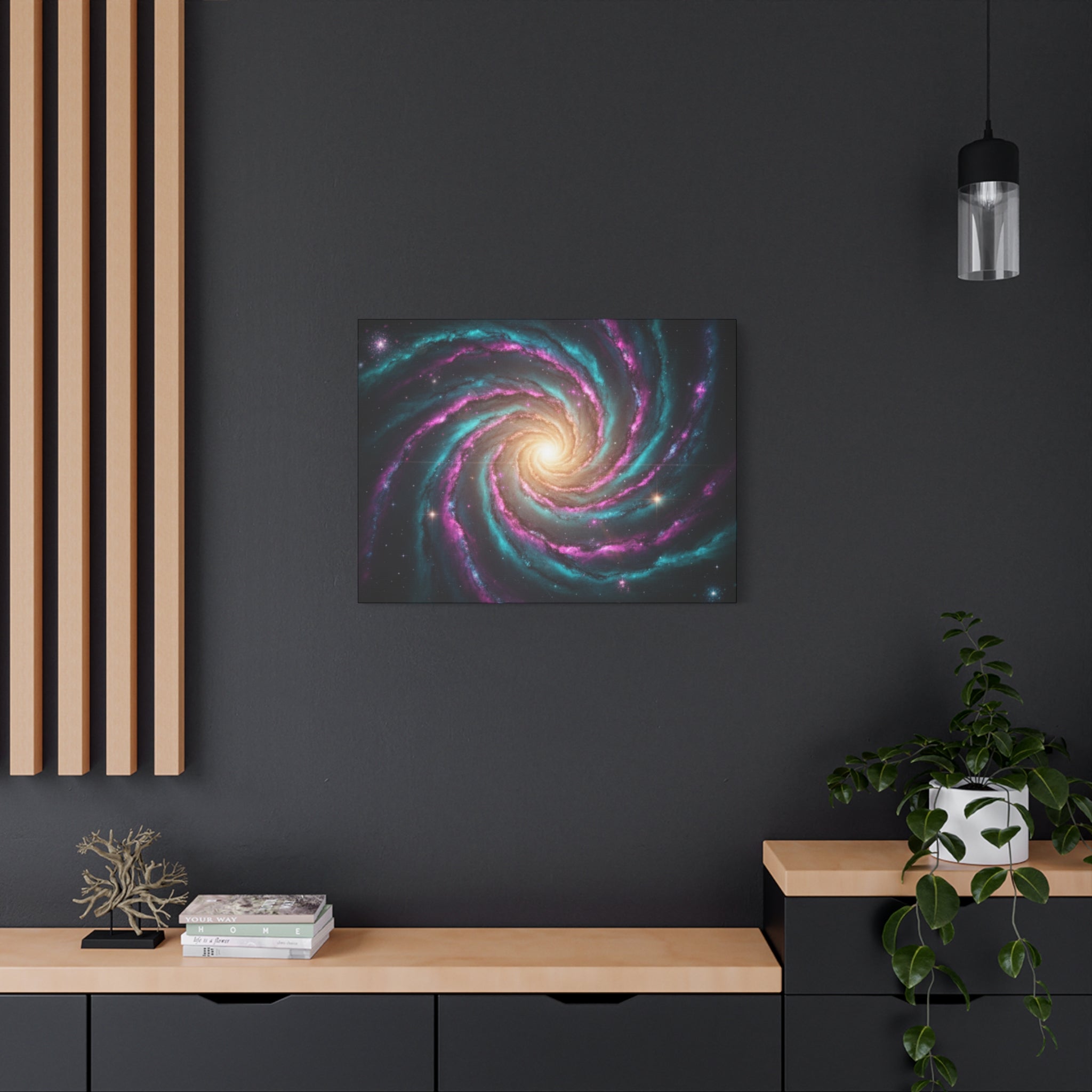 Spiral Galaxy Matte Canvas Wall Art — Vibrant Cosmic Nebula Print