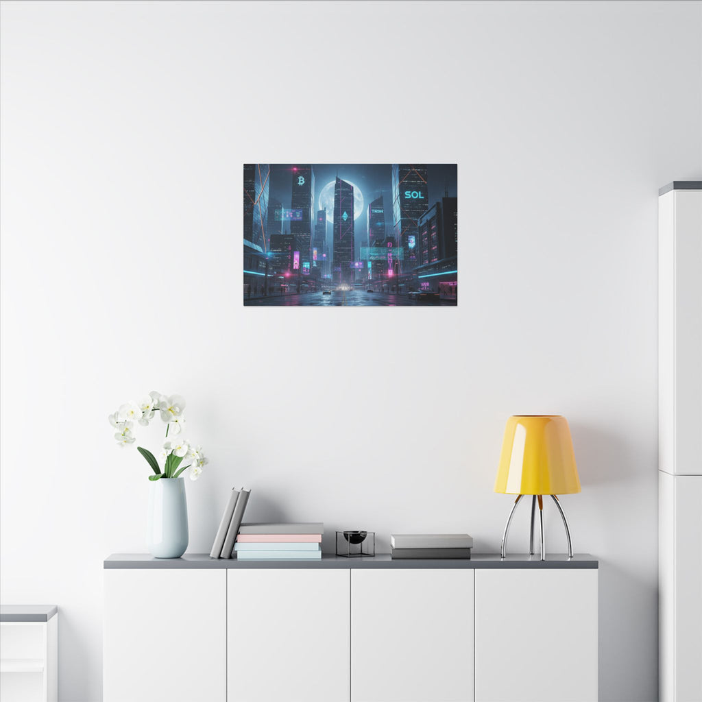 Cybercity Neon Canvas Print — Futuristic Nightscape Wall Art