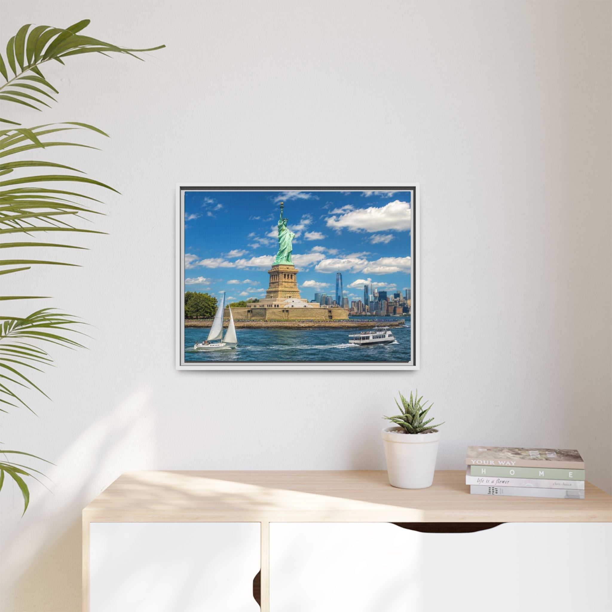 Statue of Liberty Matte Framed Canvas Print — New York City Landmark Wall Art