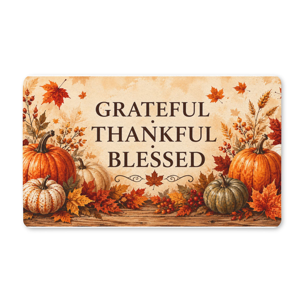 Grateful Thankful Blessed Fall Doormat Autumn Pumpkin Welcome Mat Halloween Thanksgiving Gift