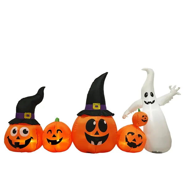 8FT Long Halloween Inflatables Pumpkins Ghost Outdoor Decorations, Blow Up Yard