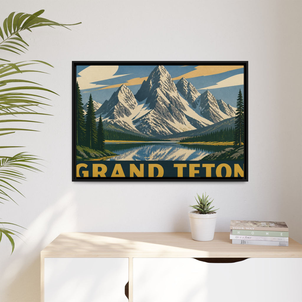 Grand Teton Vintage Travel Poster Canvas Wall Art Print Ready to Hang