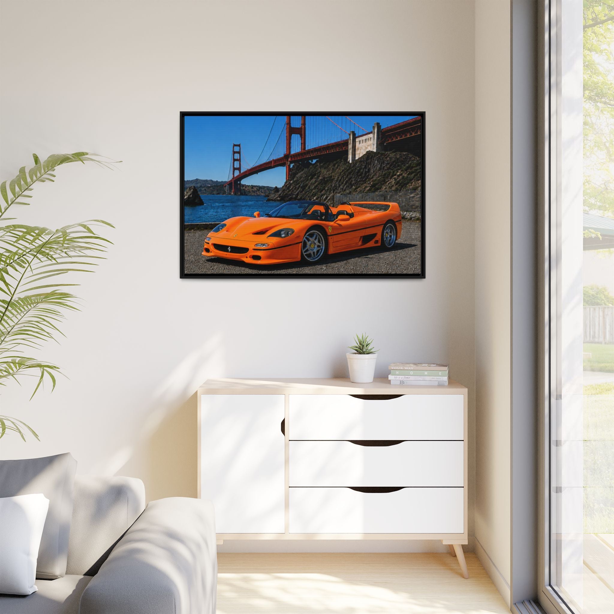 Ferrari F50 1995 - Golden Gate Bridge - Framed Canvas Print - Stunning
