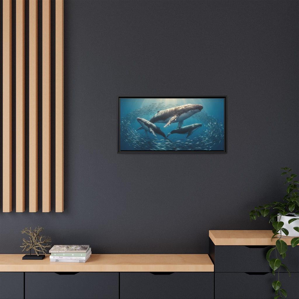 Whale Family Canvas Wall Art - Framed - Stunning